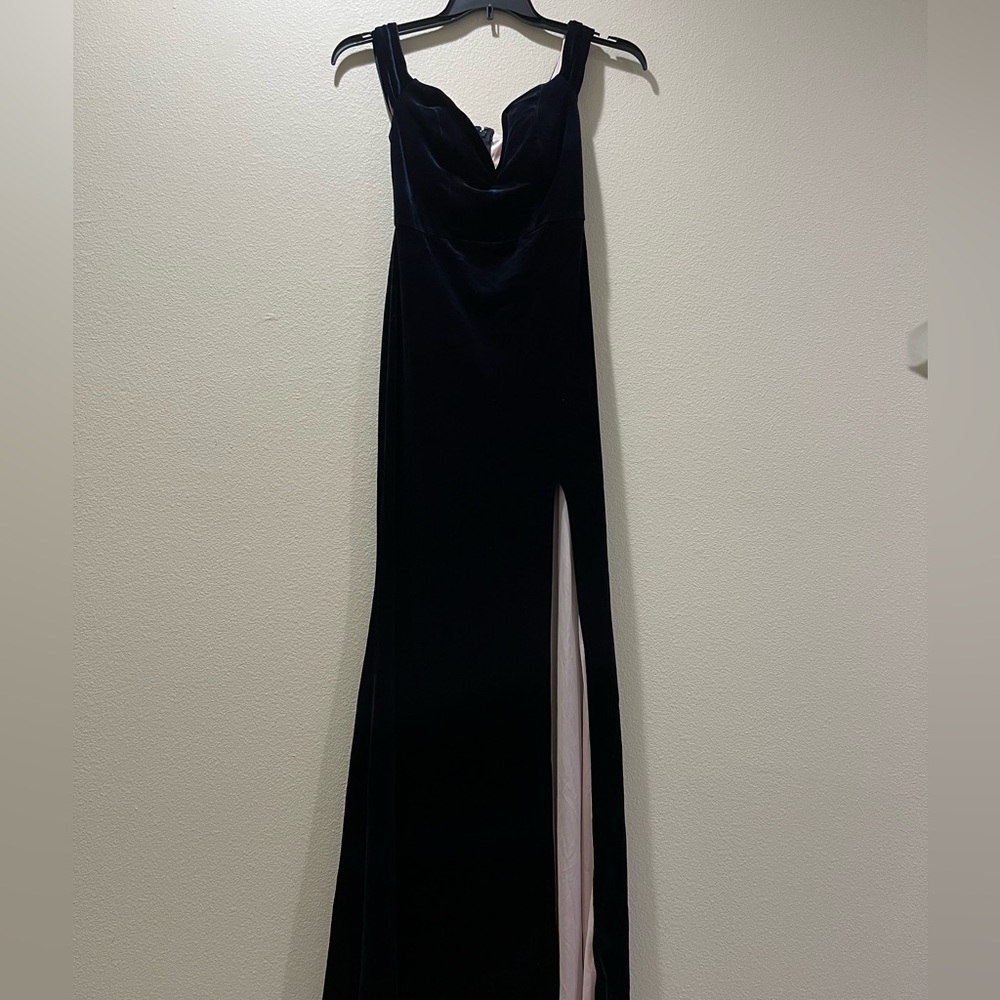 Macy’s dark blue prom dress